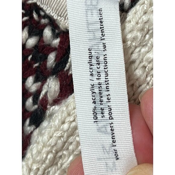 Vintage Aztec Knit Hooded Cardigan Open Front Sweater With Fringe Trim Boho Styl - Picture 9 of 11